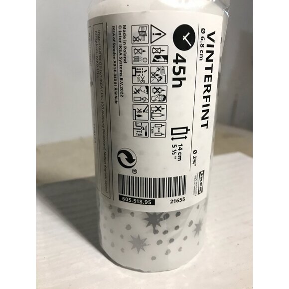 IKEA Vinterfint White & Black Star Patterned Pillar Candle 45 Hours 14cm - Picture 4 of 6